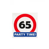 Verkeersbord 65 jaar Party Time Servetten 16st